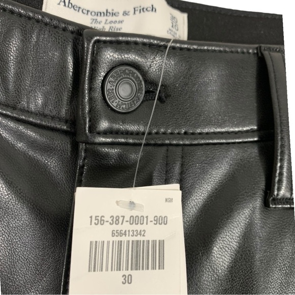 NEW Abercrombie & Fitch Faux Leather High Waist Wide Straight leg Pants Size 30 - Picture 9 of 9